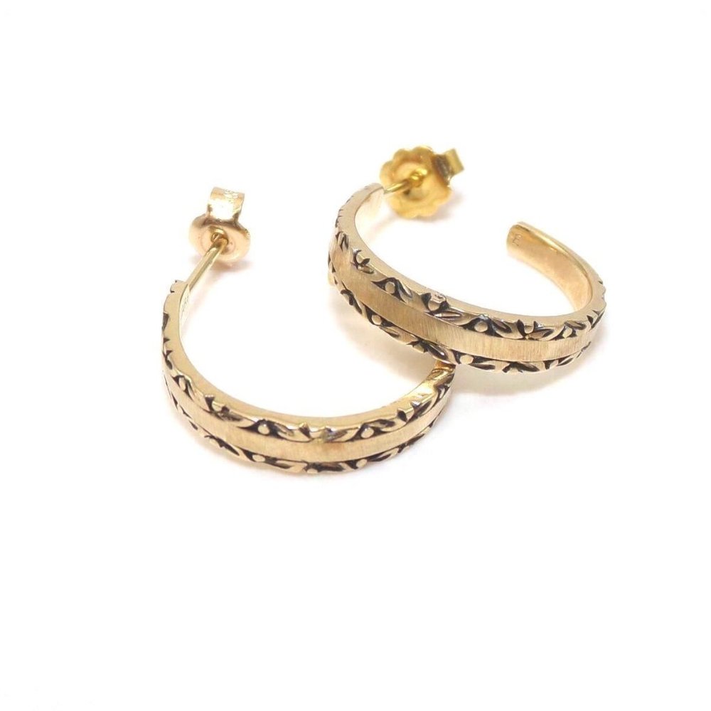 Vintage Starfire 14K Yellow Gold Hoop Earrings